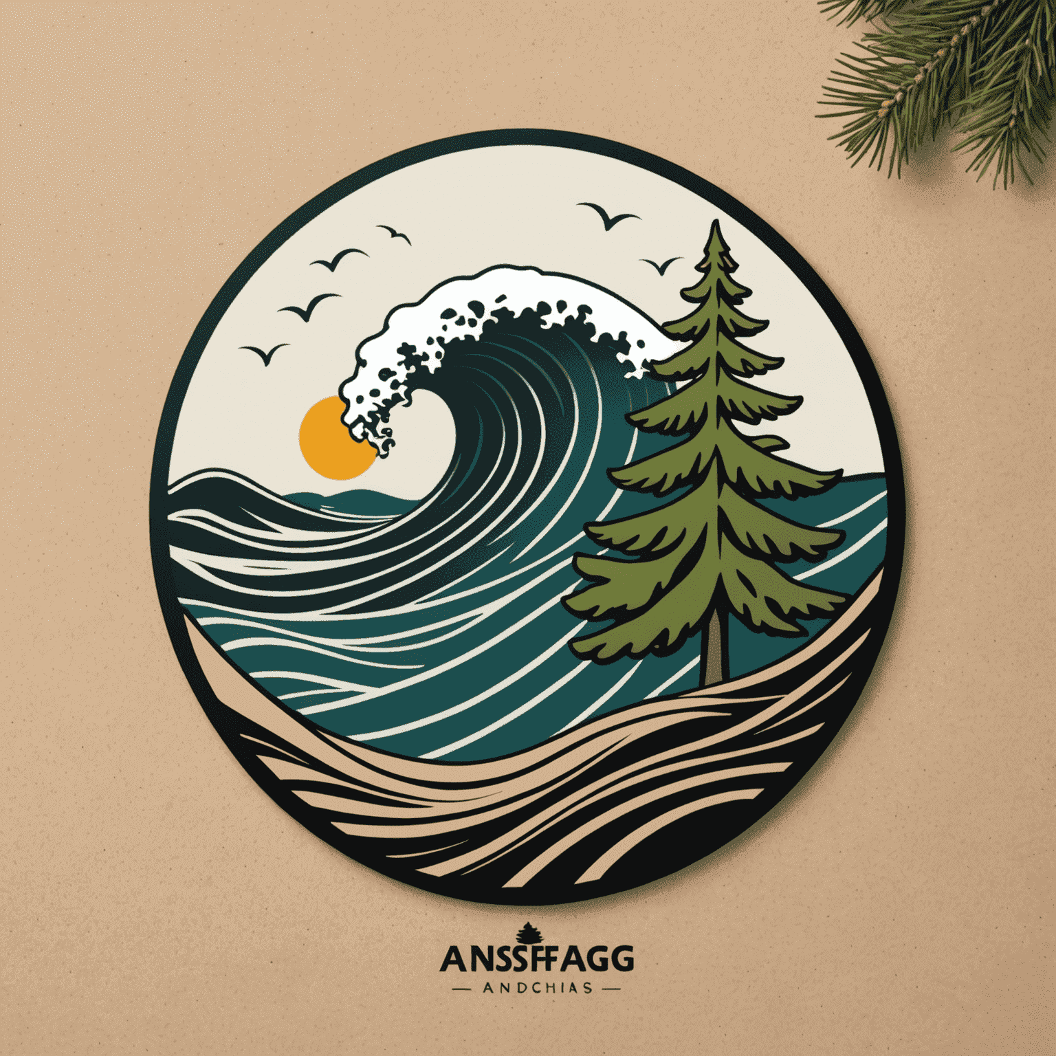 ansfniag Logo - Ein stilisiertes Bild, das einen Kiefernzweig und eine Meereswelle kombiniert, um die Vielfalt der deutschen Landschaften darzustellen