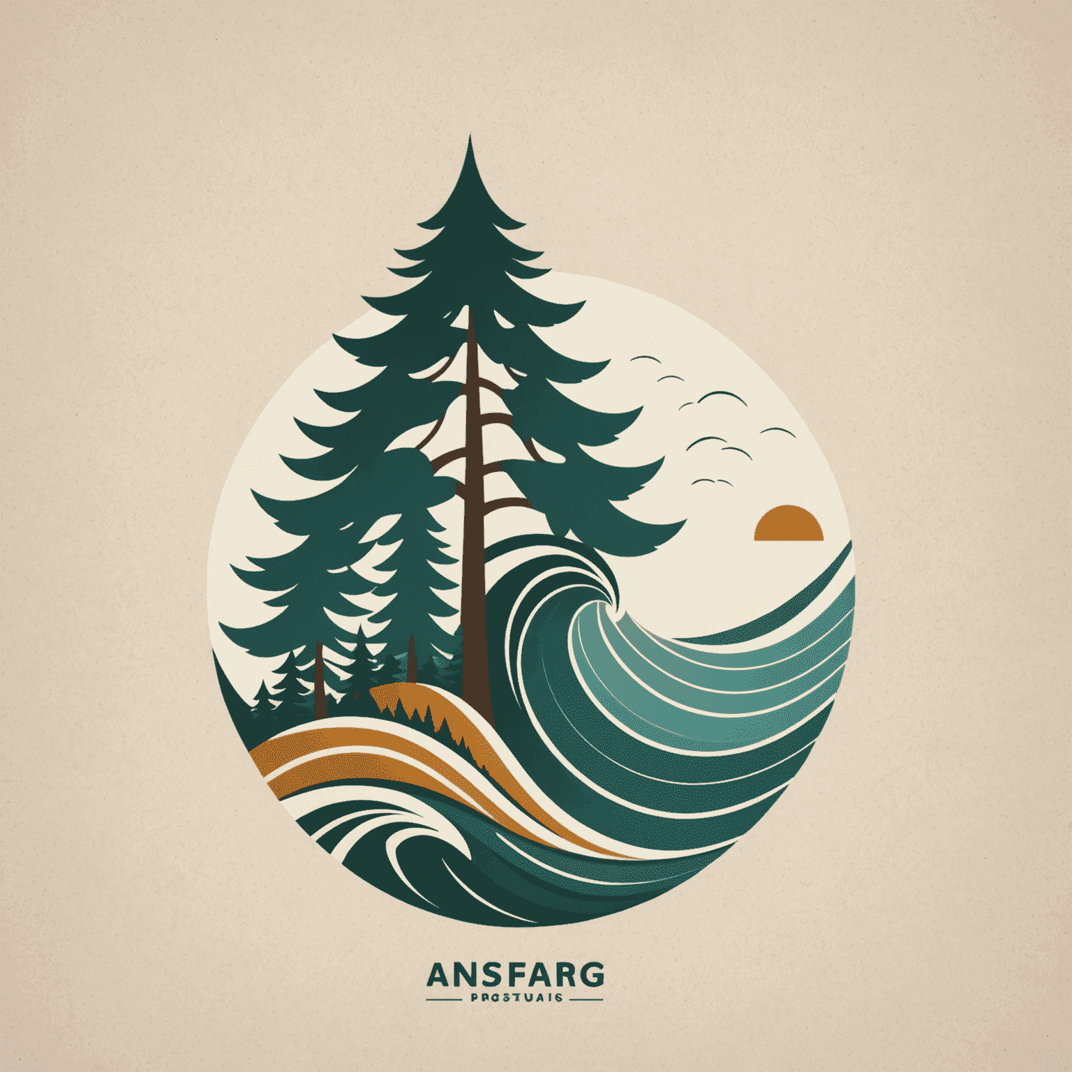ansfniag Logo - Ein stilisiertes Bild, das einen Kiefernzweig und eine Meereswelle kombiniert, um die Vielfalt der deutschen Landschaften darzustellen